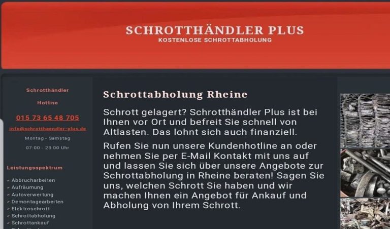 Wir holen Ihren Schrott kostenlos ab in Rheine Für private Haushalte/ Gewerbe‎